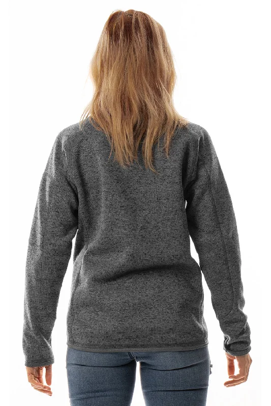 casual utility jacketBurnside Womens Sweater Knit Full Zip Jacket - Heather Charcoal Grey