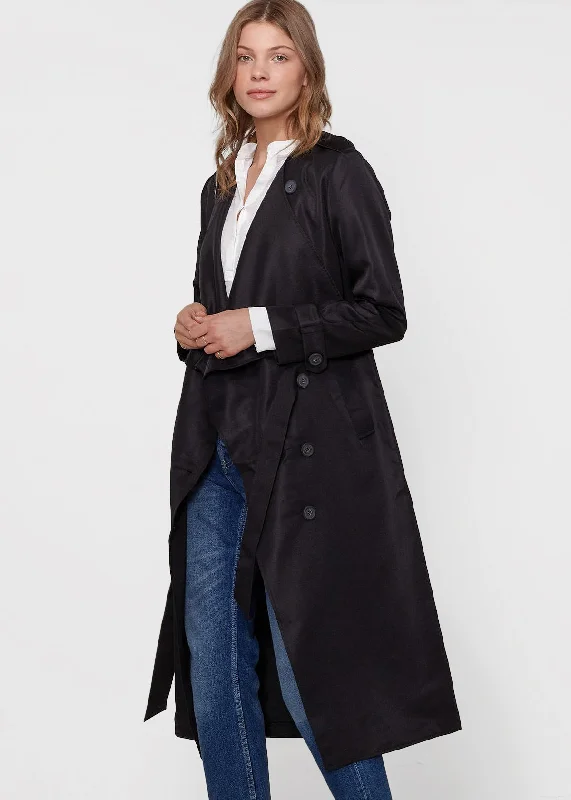 modern coatWomen's Tie Waist Maxi Trench Coat