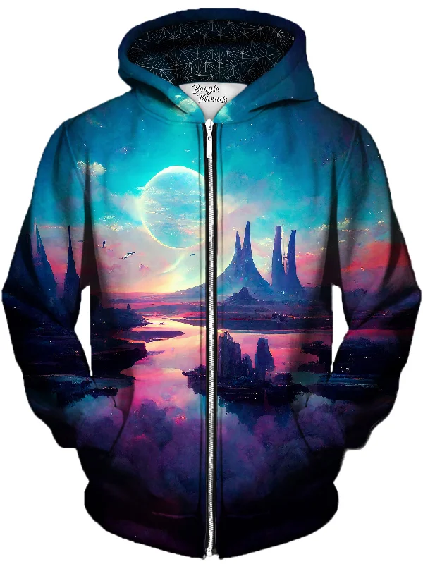 sleek hoodieScintillating Balance Unisex Zip-Up Hoodie