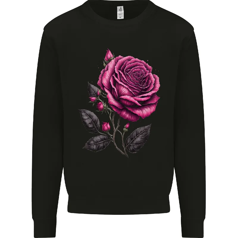 warm athletic hoodieA Pink Rose Gothic Goth Mens Sweatshirt Jumper