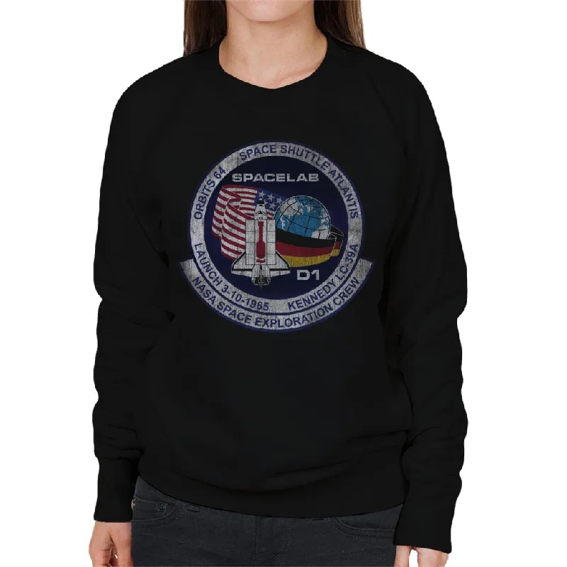 athletic style hoodieNASA STS 61 A Challenger Mission Badge Distressed Women's Sweatshirt