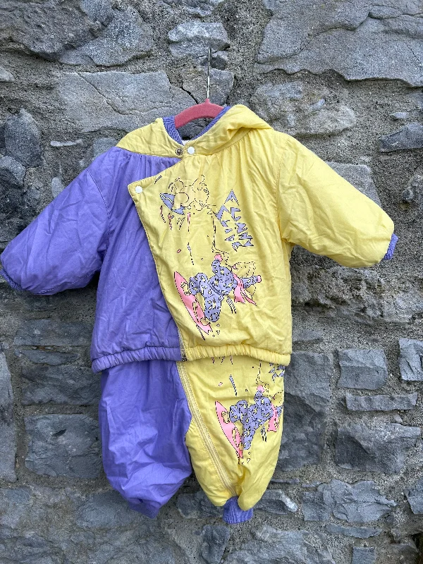 80s yellow&purple snow suit  9-12m (74-80cm)