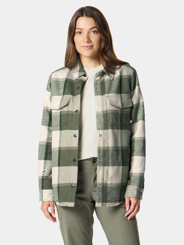 chic padded coatW's Campfire Shacket - Thyme/Birch Plaid