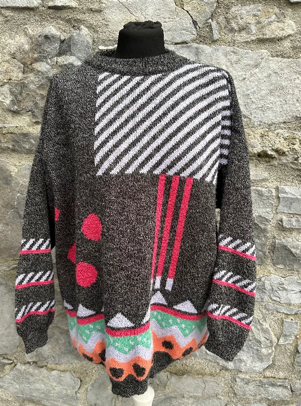 80s geometric grey jumper Medium