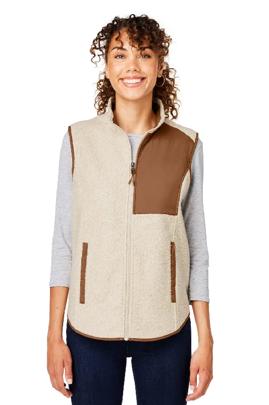 breathable jacketNorth End Womens Aura Sweater Fleece Full Zip Vest - Heather Oatmeal/Teak