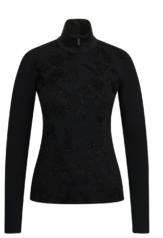 oversized gym sweatshirtSportalm Black Ski Base Layer with Lurex Pattern 1824515728