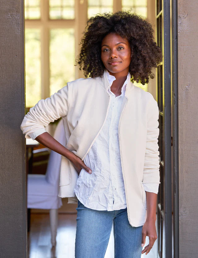 insulated winter jacketDublin Sweatshirt Blazer in Vintage White