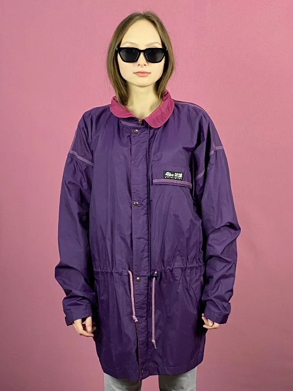 vintage coat90s Aqua Guard Vintage Women's Raincoat - L Purple Nylon