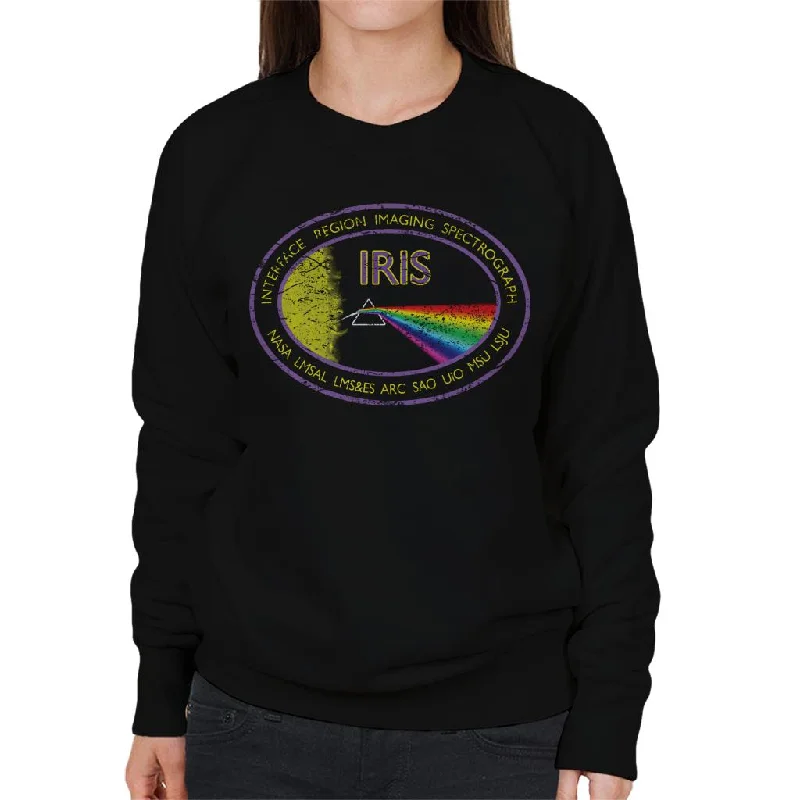 classic gym sweatshirtNASA IRIS Mission Logo Distressed Women's Sweatshirt