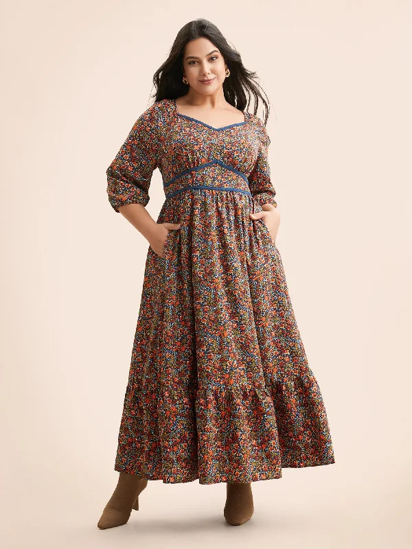 boho-chic dressDitsy Floral Woven Ribbon Maxi Dress