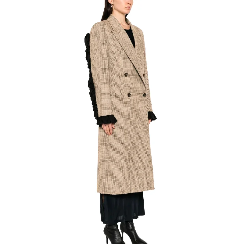 cold weather jacketWomen's Microcheck Wool Coat Sand