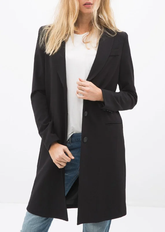 cozy wool-blend coatWomen's Notch Lapel Longline Button Front Jacket