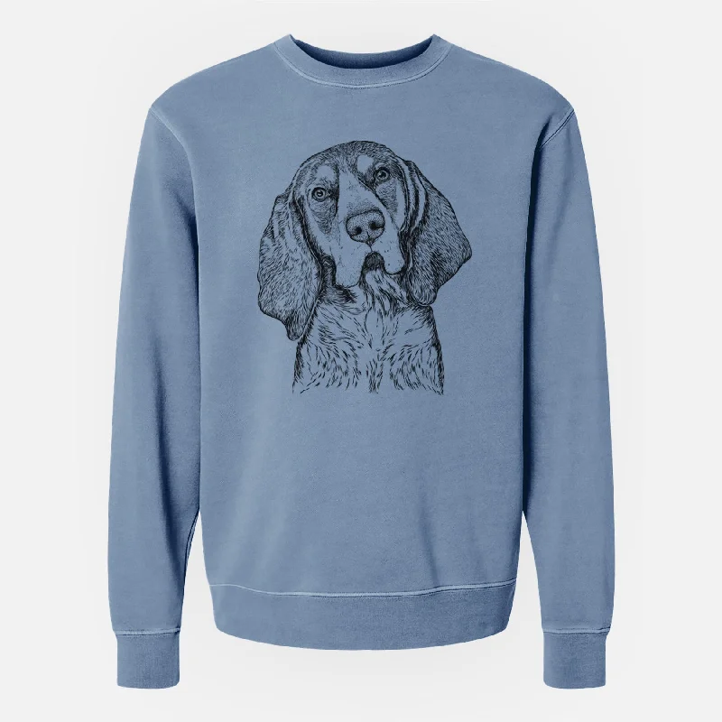 performance gym sweatshirtBare Huck the Bluetick Coonhound - Unisex Pigment Dyed Crew Sweatshirt