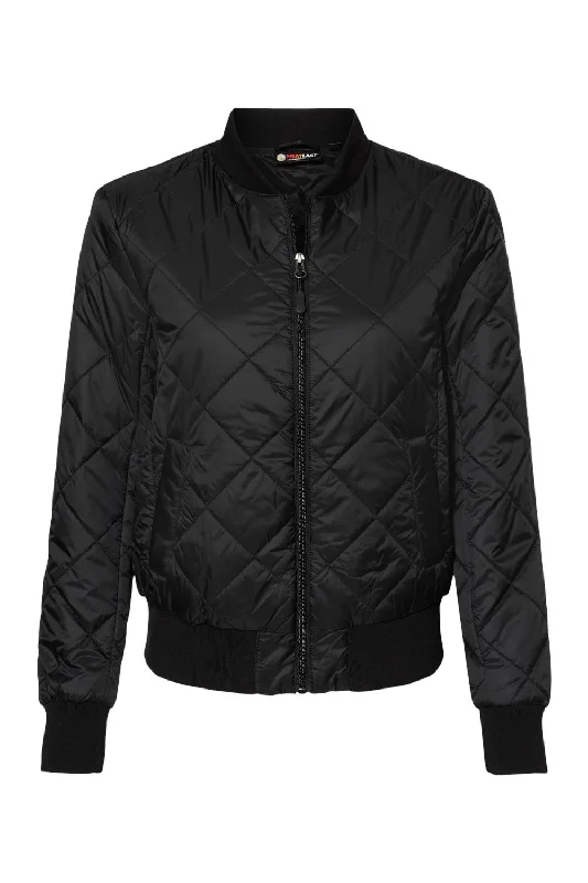 classic zip-up coatWeatherproof Womens HeatLast Quilted Packable Wind & Water Resistant Full Zip Bomber Jacket - Black