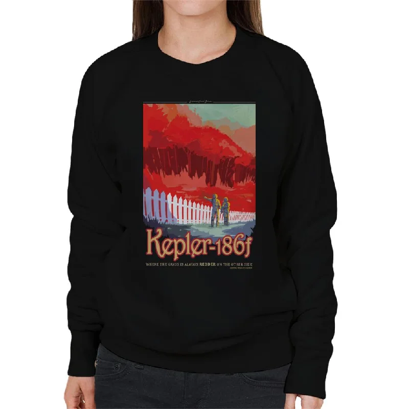 gym ready hoodieNASA Kelper 186f Interplanetary Travel Poster Women's Sweatshirt