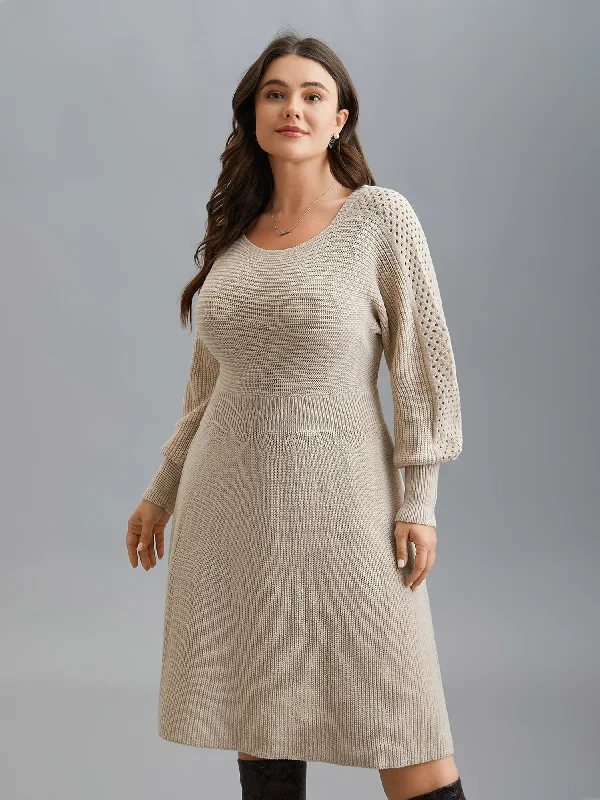 midi dressSolid Dolman Sleeve Cable Knit Dress