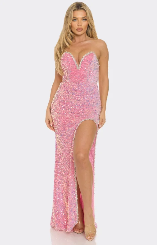 comfy maxi dressDolly Pink Sequin Front Cutout Maxi Dress