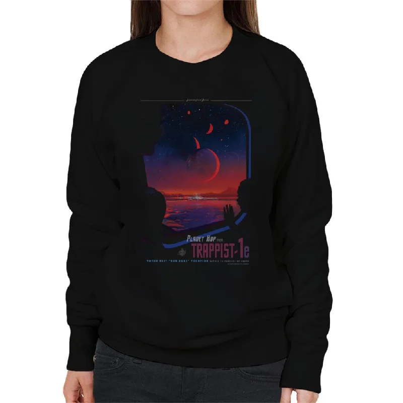 athletic casual sweatshirtNASA Trappist 1e Interplanetary Travel Poster Women's Sweatshirt