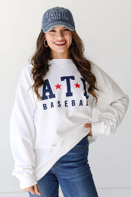 minimalist gym sweatshirtWhite ATL Baseball Star Sweatshirt