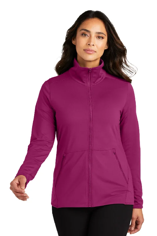 warm jacketPort Authority Womens Accord Stretch Moisture Wicking Fleece Full Zip Jacket - Wine