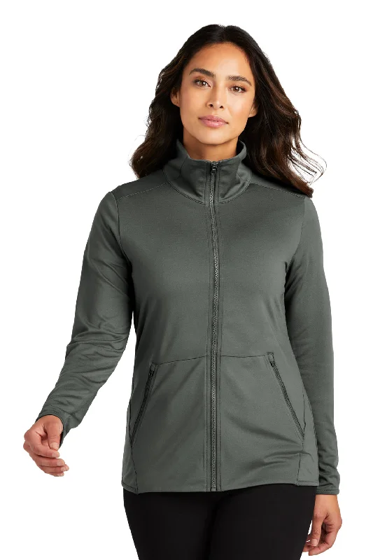 high-quality coatPort Authority Womens Accord Stretch Moisture Wicking Fleece Full Zip Jacket - Pewter Grey